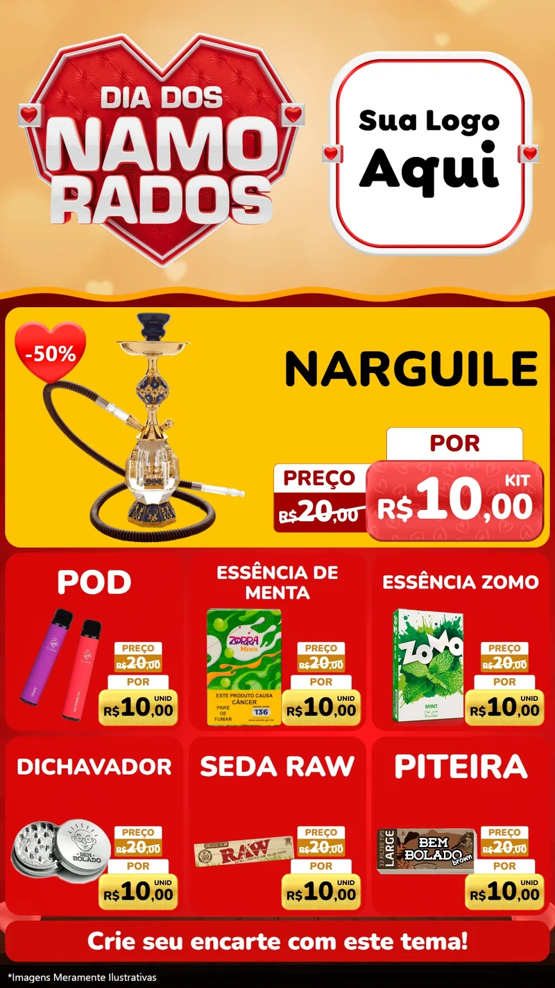 Modelo de Rede Social para Stories com o tema Dia dos Namorados para Tabacaria