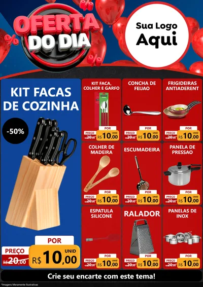Modelo de Encarte para Encarte A4 Vertical com o tema Oferta do Dia para Utilidades Domésticas