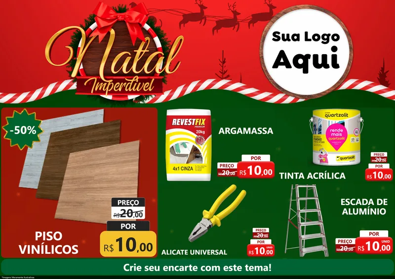 Modelo de Encarte para Encarte A4 Horizontal com o tema Natal Imperdível para Material para Construção