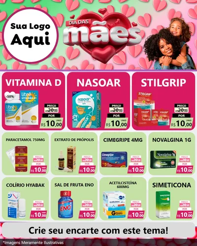 Modelo de Rede Social para Feed Instagram com o tema Dia das Mães para Farmácia