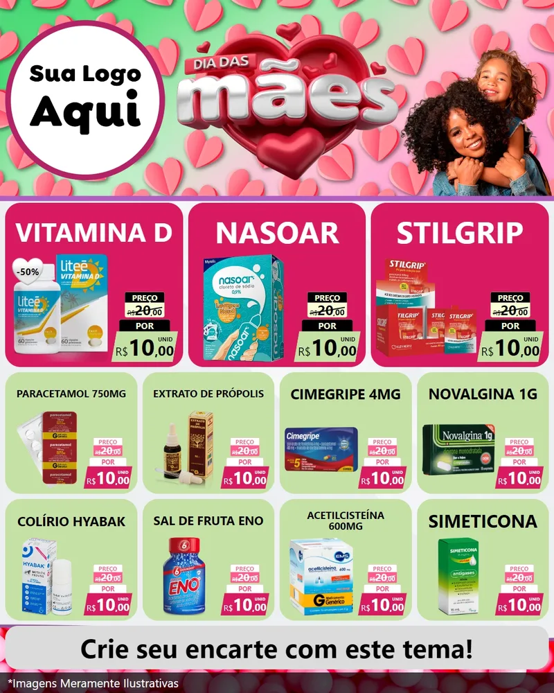 Modelo de Rede Social para Feed Instagram com o tema Dia das Mães para Farmácia