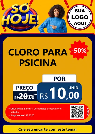 Modelo de Cartaz para Cartaz A4 Vertical com o tema Só Hoje! para Produtos para Piscina