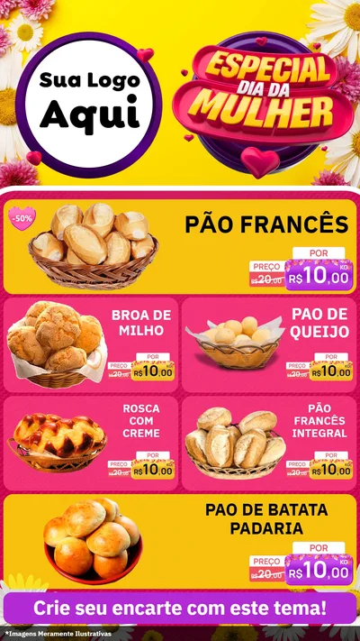 Modelo de TV para TV Vertical com o tema Especial Dia da Mulher para Padaria