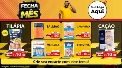 Modelo de TV para TV Horizontal com o tema Operação Fecha Mês para Peixaria