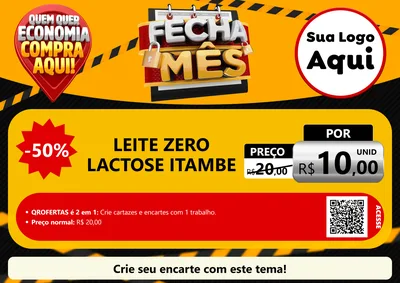Modelo de Cartaz para Cartaz A4 Horizontal com o tema Fecha Mês para Frios e Laticínios