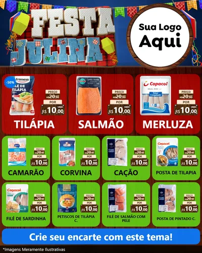 Modelo de Rede Social para Feed Instagram com o tema Festa Julina para Peixaria