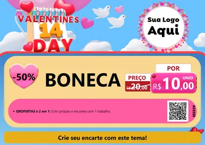 Modelo de Cartaz para Cartaz A4 Horizontal com o tema Valentine's Day para Brinquedos
