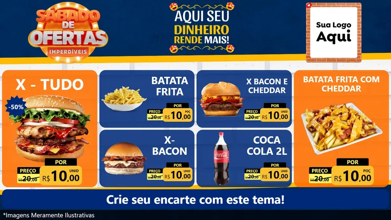 Modelo de TV para TV Horizontal com o tema Sábado de Ofertas Imperdíveis para Hamburgueria
