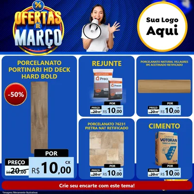 Modelo de Rede Social para Feed Facebook com o tema Ofertas de Março para Pisos e revestimentos