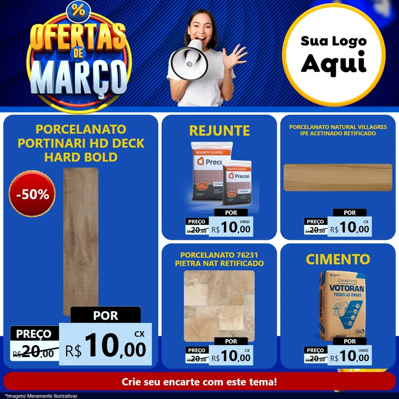 Modelo de Rede Social para Feed Facebook com o tema Ofertas de Março para Pisos e revestimentos