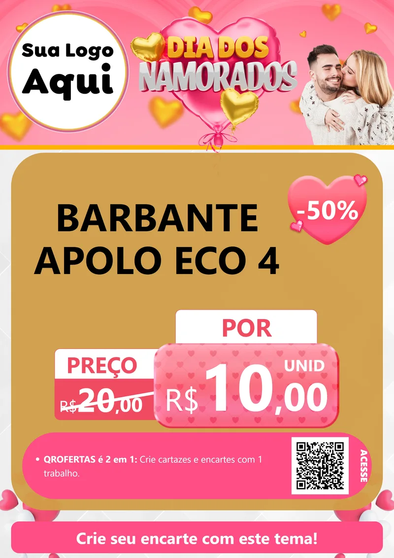 Modelo de Cartaz para Cartaz A4 Vertical com o tema Dia dos Namorados para Armarinho e Aviamentos