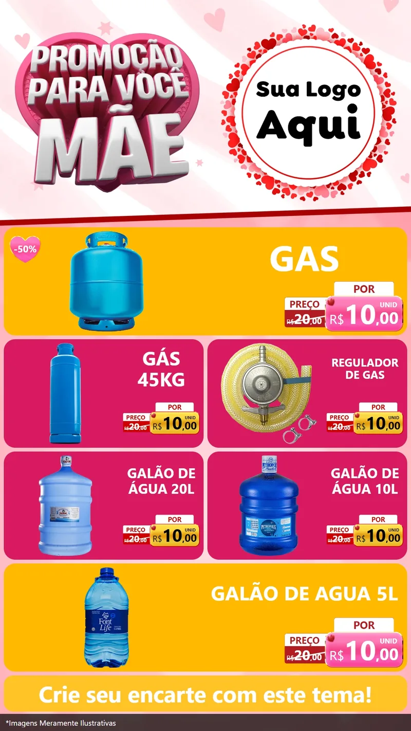 Modelo de TV para TV Vertical com o tema Promoção Para Você Mãe para Água e gás