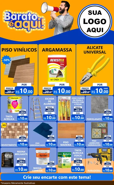 Modelo de Encarte para Encarte Grande com o tema Barato é aqui para Material para Construção