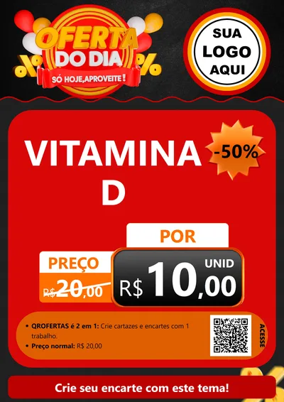 Modelo de Cartaz para Cartaz A4 Vertical com o tema Oferta do Dia - Só hoje, Aproveite! para Farmácia