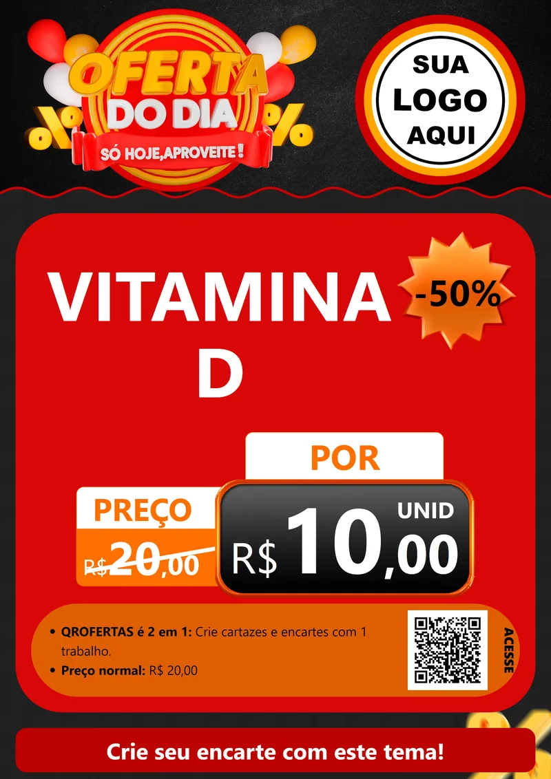 Modelo de Cartaz para Cartaz A4 Vertical com o tema Oferta do Dia - Só hoje, Aproveite! para Farmácia