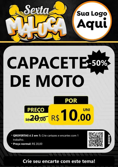 Modelo de Cartaz para Cartaz A4 Vertical com o tema Sexta Maluca para Moto peças
