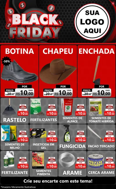 Modelo de Encarte para Encarte Grande com o tema Black Friday para Agropecuária