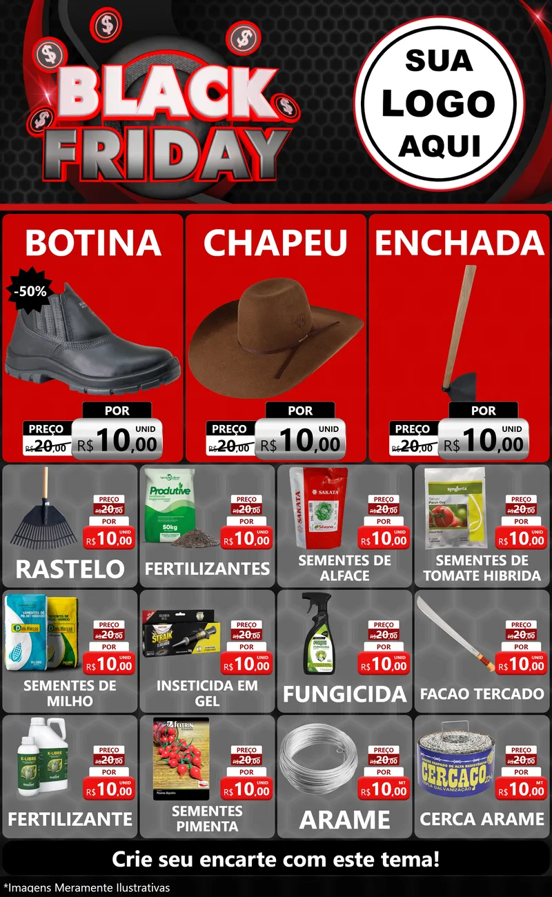 Modelo de Encarte para Encarte Grande com o tema Black Friday para Agropecuária
