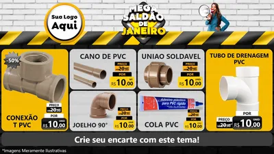 Modelo de TV para TV Horizontal com o tema Mega Saldão de Janeiro para Tubos e conexões