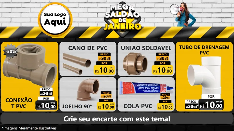 Modelo de TV para TV Horizontal com o tema Mega Saldão de Janeiro para Tubos e conexões