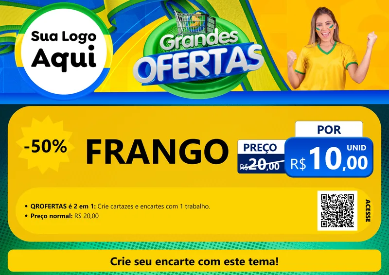 Modelo de Cartaz para Cartaz A4 Horizontal com o tema Grandes Ofertas para Assados