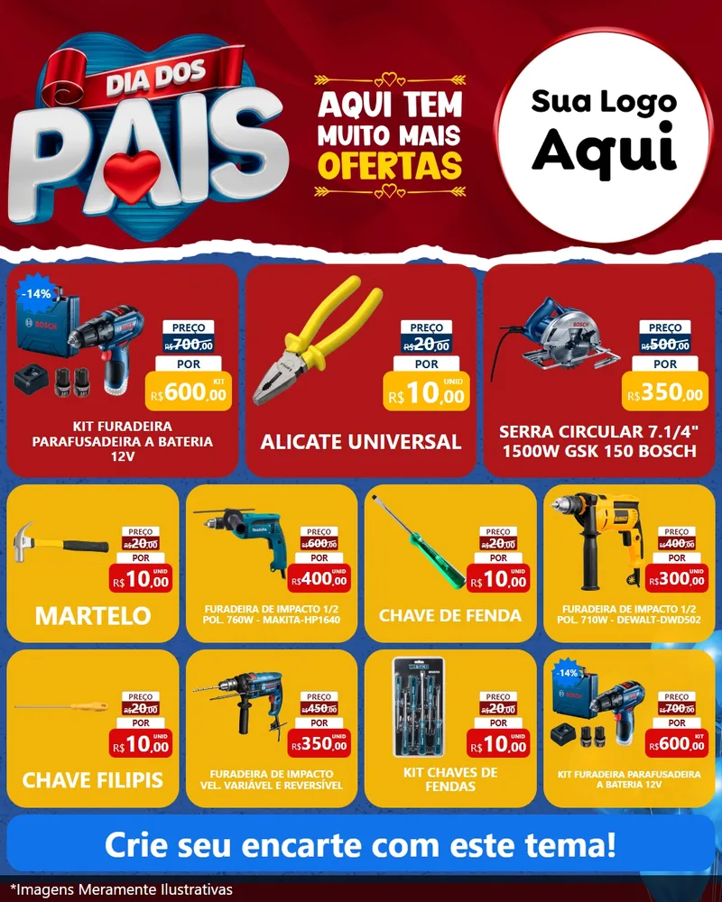 Modelo de Rede Social para Feed Instagram com o tema Dia dos Pais para Maquinas e Ferramentas
