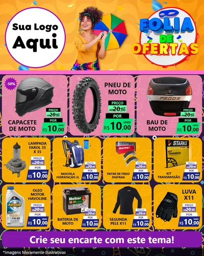 Modelo de Rede Social para Feed Instagram com o tema Folia de Ofertas para Moto peças