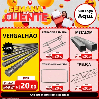 Modelo de Rede Social para Feed Facebook com o tema Semana do Cliente para Ferragens