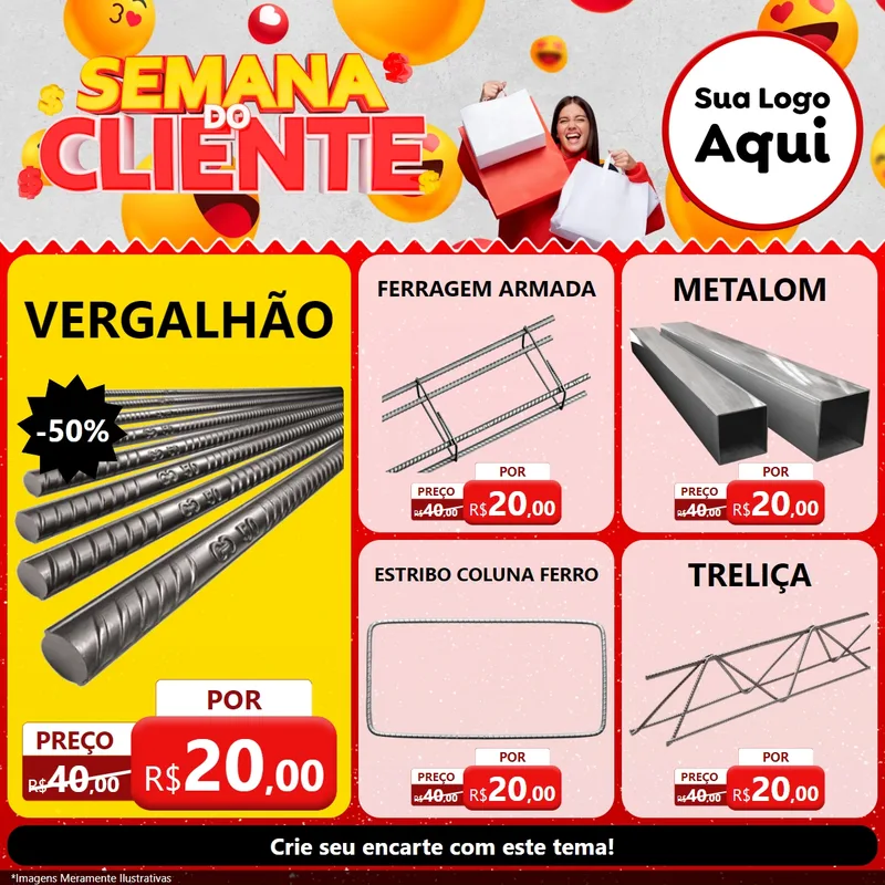 Modelo de Rede Social para Feed Facebook com o tema Semana do Cliente para Ferragens