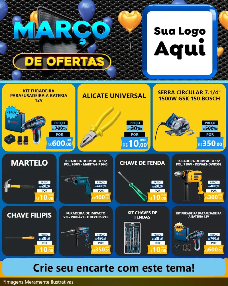 Modelo de Rede Social para Feed Instagram com o tema Março de Ofertas para Maquinas e Ferramentas