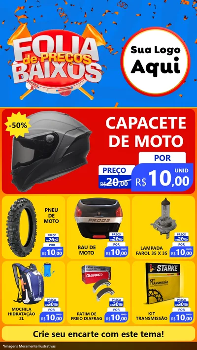 Modelo de Rede Social para Stories com o tema Folia de Preços Baixos para Moto peças