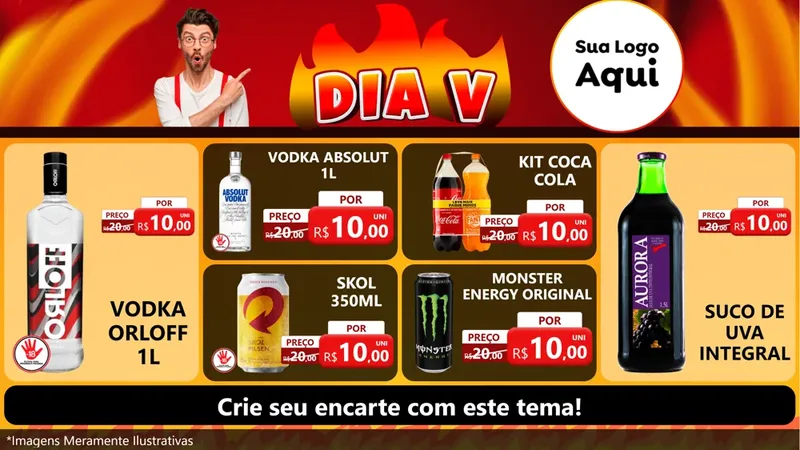 Modelo de TV para TV Horizontal com o tema Dia V para Distribuidora de bebidas