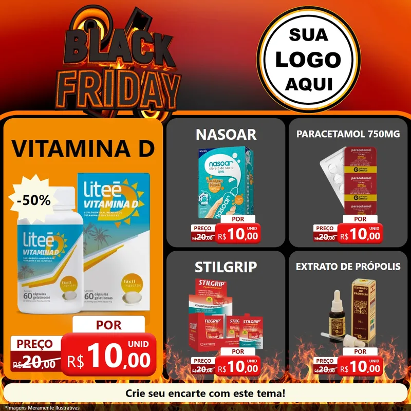 Modelo de Rede Social para Feed Facebook com o tema Black Friday para Farmácia