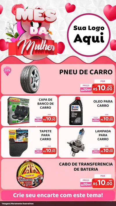 Modelo de TV para TV Vertical com o tema Mês da Mulher para Auto peças