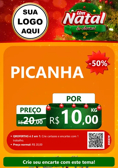Modelo de Cartaz para Cartaz A4 Vertical com o tema Um Natal de Ofertas para Açougue