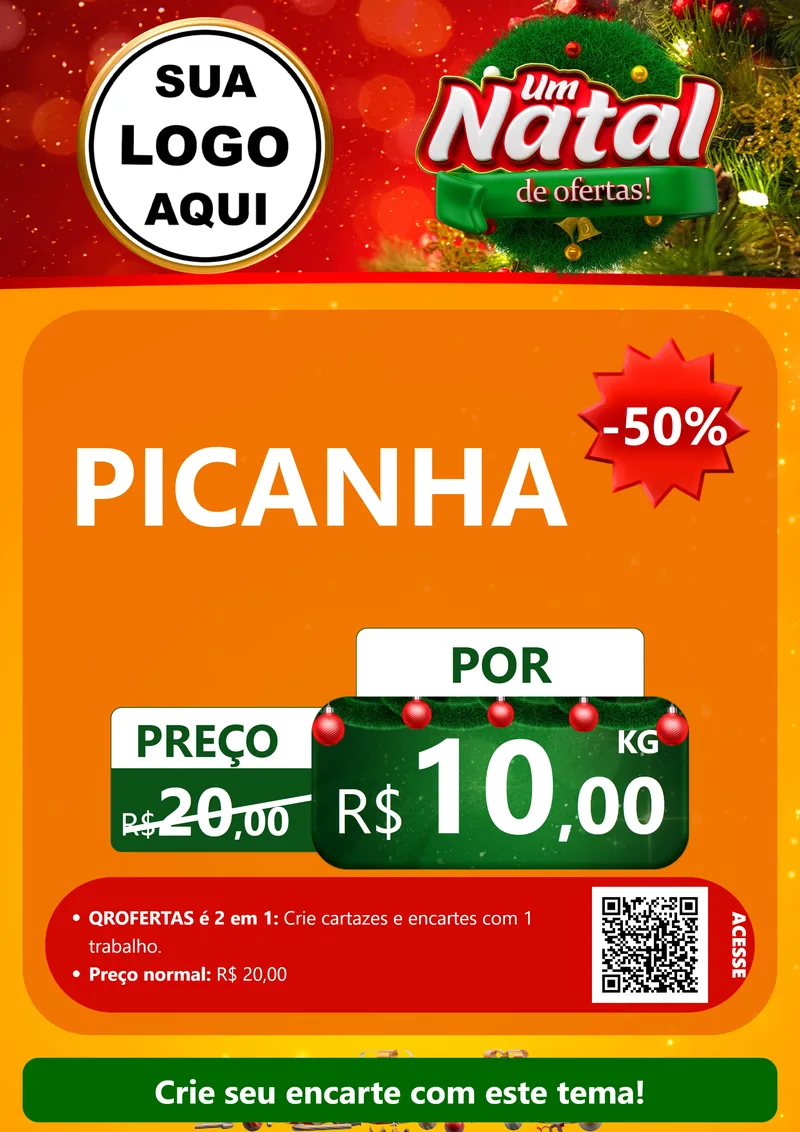 Modelo de Cartaz para Cartaz A4 Vertical com o tema Um Natal de Ofertas para Açougue