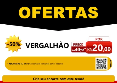 Modelo de Cartaz para Cartaz A4 Horizontal com o tema Ofertas Preto e Vermelho Cartaz para Ferragens