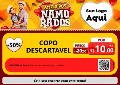 Modelo de Cartaz para Cartaz A4 Horizontal com o tema Arraiá dos Namorados para Embalagens