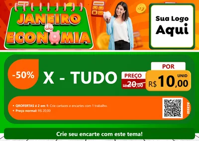 Modelo de Cartaz para Cartaz A4 Horizontal com o tema Janeiro da Economia para Hamburgueria