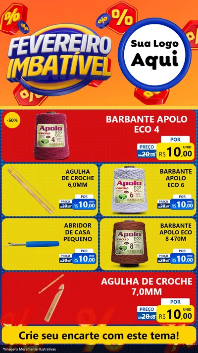 Modelo de TV para TV Vertical com o tema Fevereiro Imbatível para Armarinho e Aviamentos