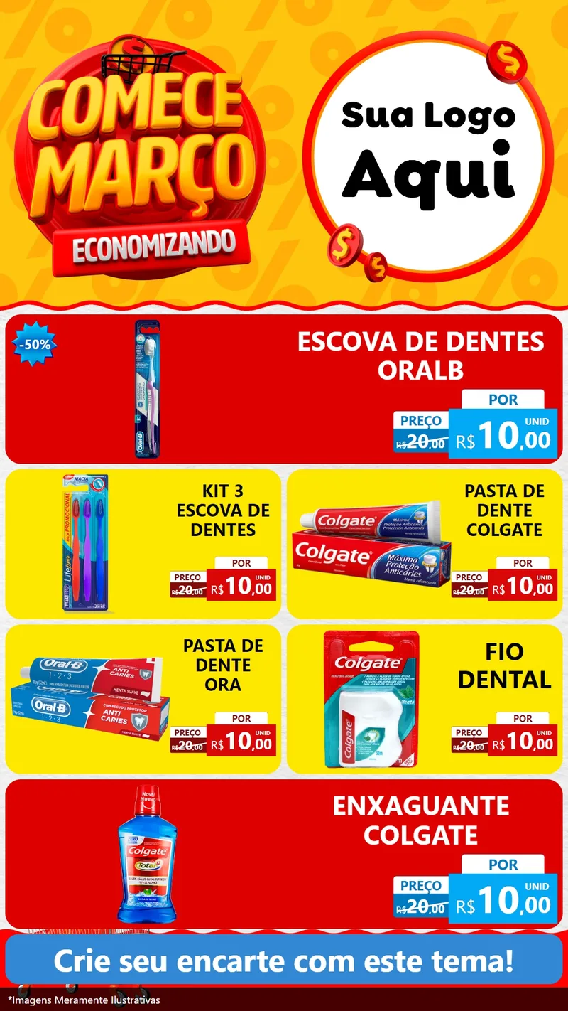 Modelo de TV para TV Vertical com o tema Comece Março Economizando para Higiene Pessoal