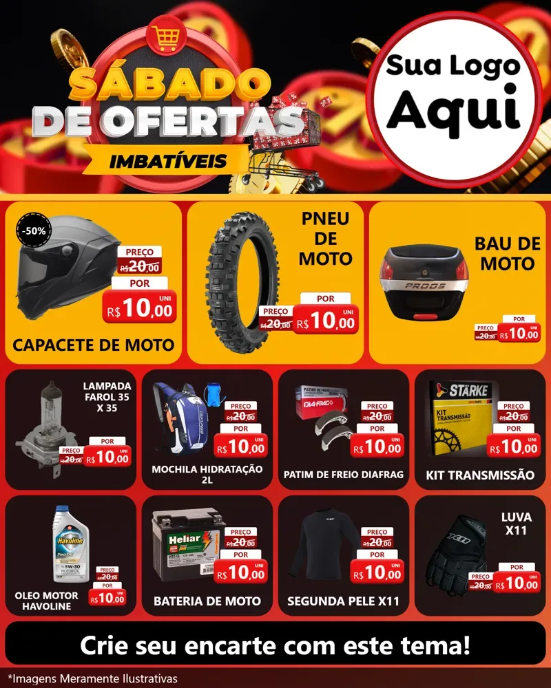 Modelo de Rede Social para Feed Instagram com o tema Sábado de Ofertas Imbatíveis para Moto peças