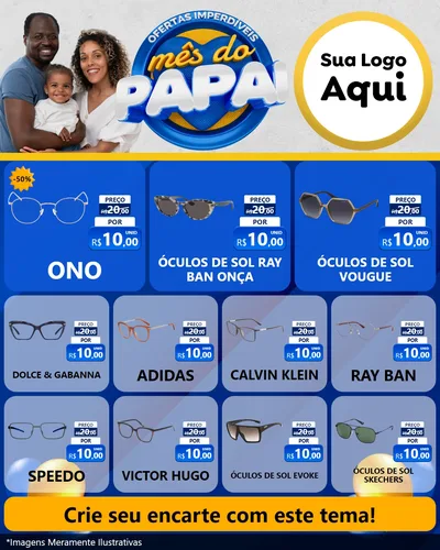 Modelo de Rede Social para Feed Instagram com o tema Ofertas Imperdíveis Mês Do Papai para Óticas
