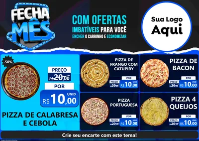 Modelo de Encarte para Encarte A4 Horizontal com o tema Fecha Mês para Pizzaria