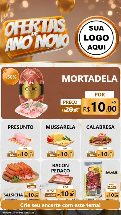 Modelo de Rede Social para Stories com o tema Ofertas de Ano Novo para Frios e Laticínios