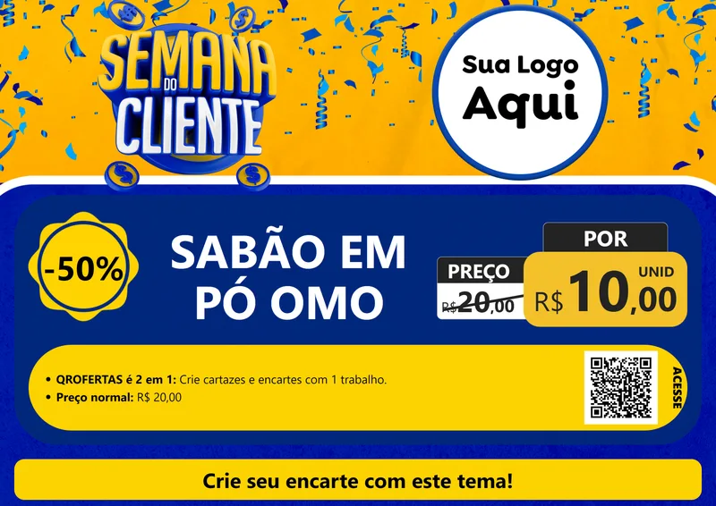 Modelo de Cartaz para Cartaz A4 Horizontal com o tema Semana do Cliente para Produtos de Limpeza
