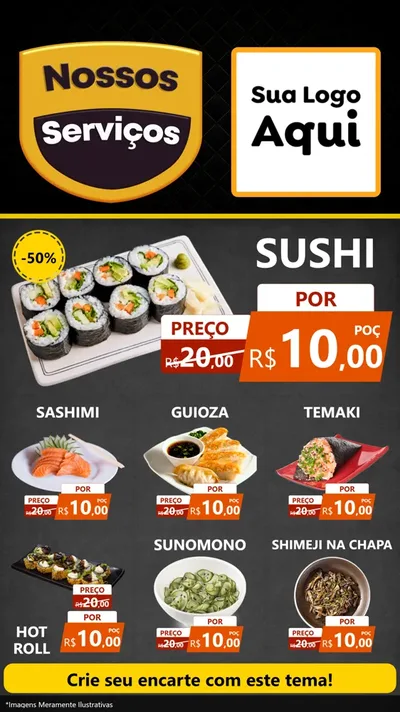 Modelo de Rede Social para Stories com o tema Nossos Serviços para Comida japonesa