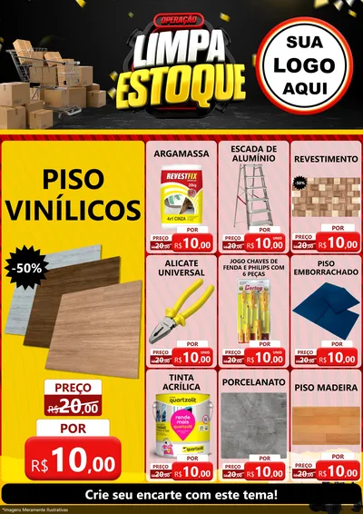Modelo de Encarte para Encarte A4 Vertical com o tema Operação Limpa Estoque para Material para Construção