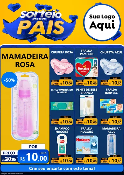 Modelo de Encarte para Encarte A4 Vertical com o tema Sorteio Dia dos Pais para Bebês