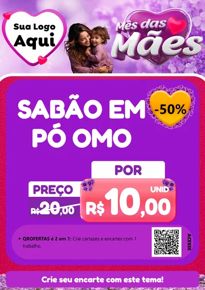 Modelo de Cartaz para Cartaz A4 Vertical com o tema Mês das Mães para Produtos de Limpeza